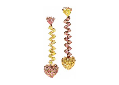 Gemstone Heart Shape Long Earring